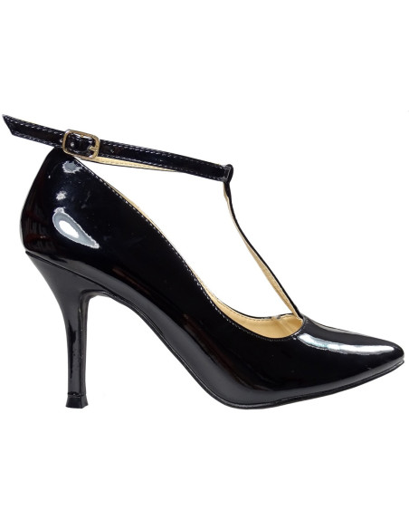 Czarne szpilki z paskiem buty damskie