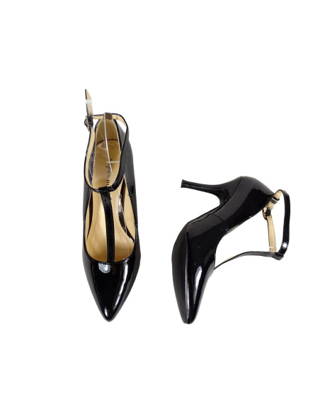 Melni stiletto papēži ar siksniņu sieviešu apavi - 2