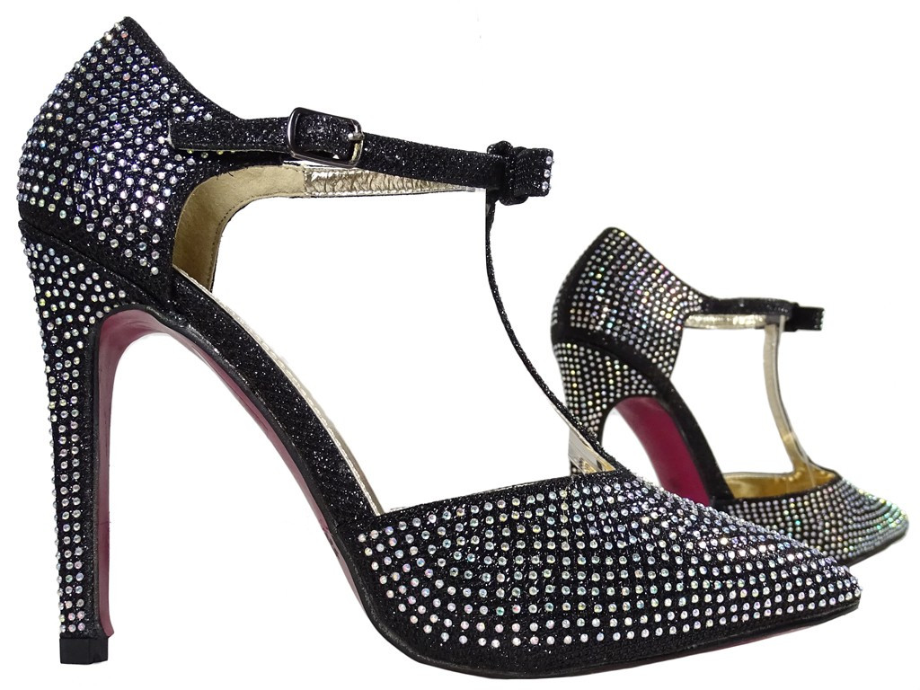 Black diced strap pins with zirconia - 3