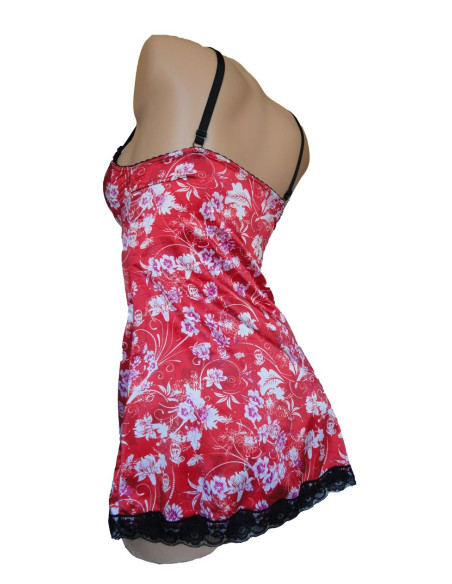 RED FLOWERS SATIN NIGHTDRESS - 3