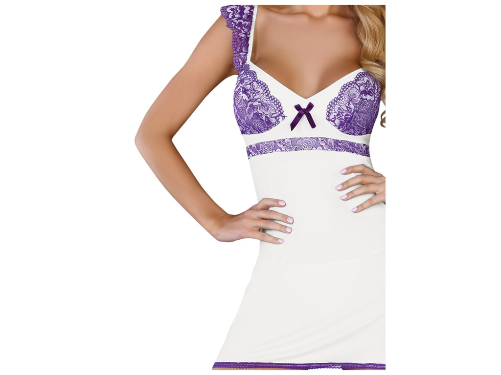 Sous-vêtements féminins en chemise de nuit blanche et violette - 7