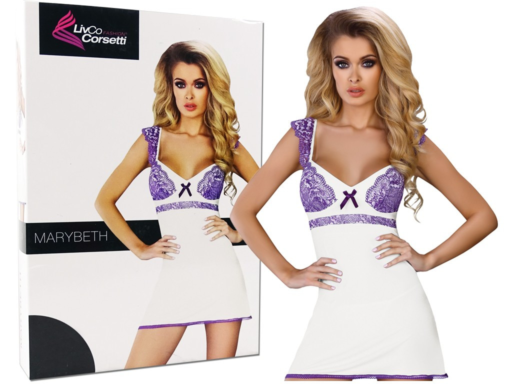 Sous-vêtements féminins en chemise de nuit blanche et violette - 6