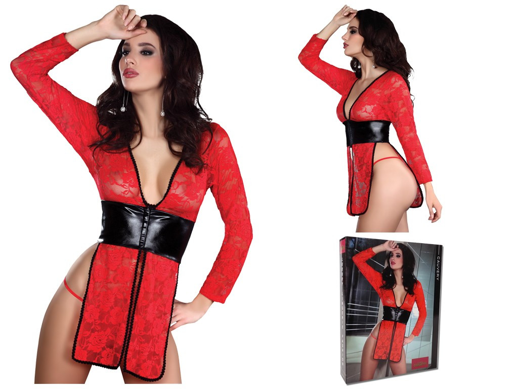 Lingerie de nuit rouge en dentelle - 4