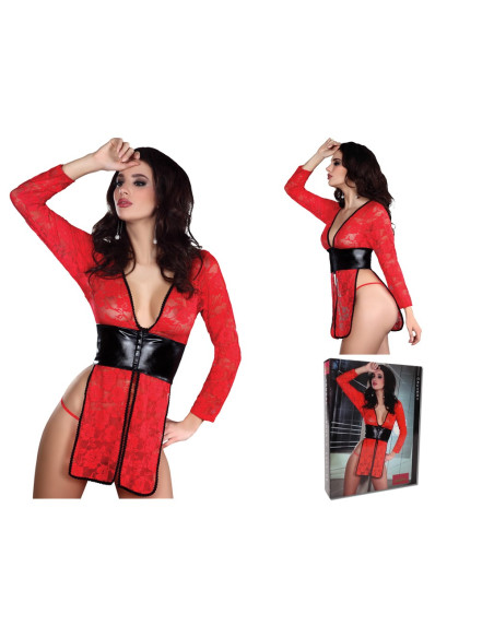 Lingerie de nuit rouge en dentelle - 4