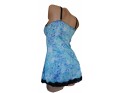 CHEMISE DE NUIT EN SATIN FLEURS BLEUES - 3