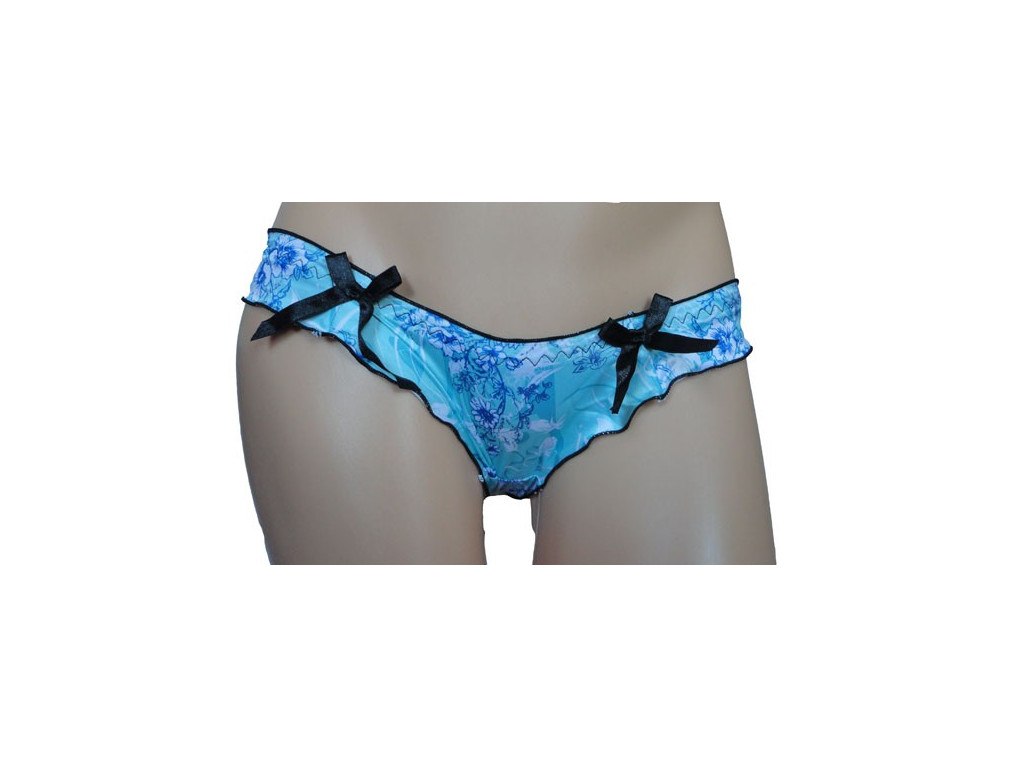 SATIN-NACHTHEMD BLAUE BLUMEN - 4