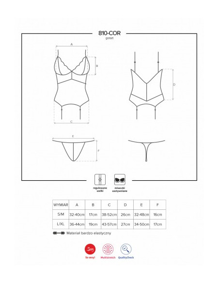 Obsessive corduroy lace corset with thongs - 4