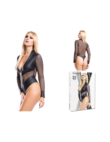 Juodas wetlook kūno užtrauktukas kaip odos tinklelis - 3