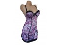 CHEMISE DE NUIT EN SATIN FLEURS VIOLETTES - 2