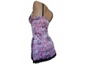 CHEMISE DE NUIT EN SATIN FLEURS VIOLETTES - 3