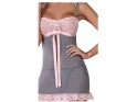 Grey pink nightdress with erotic lace - 7