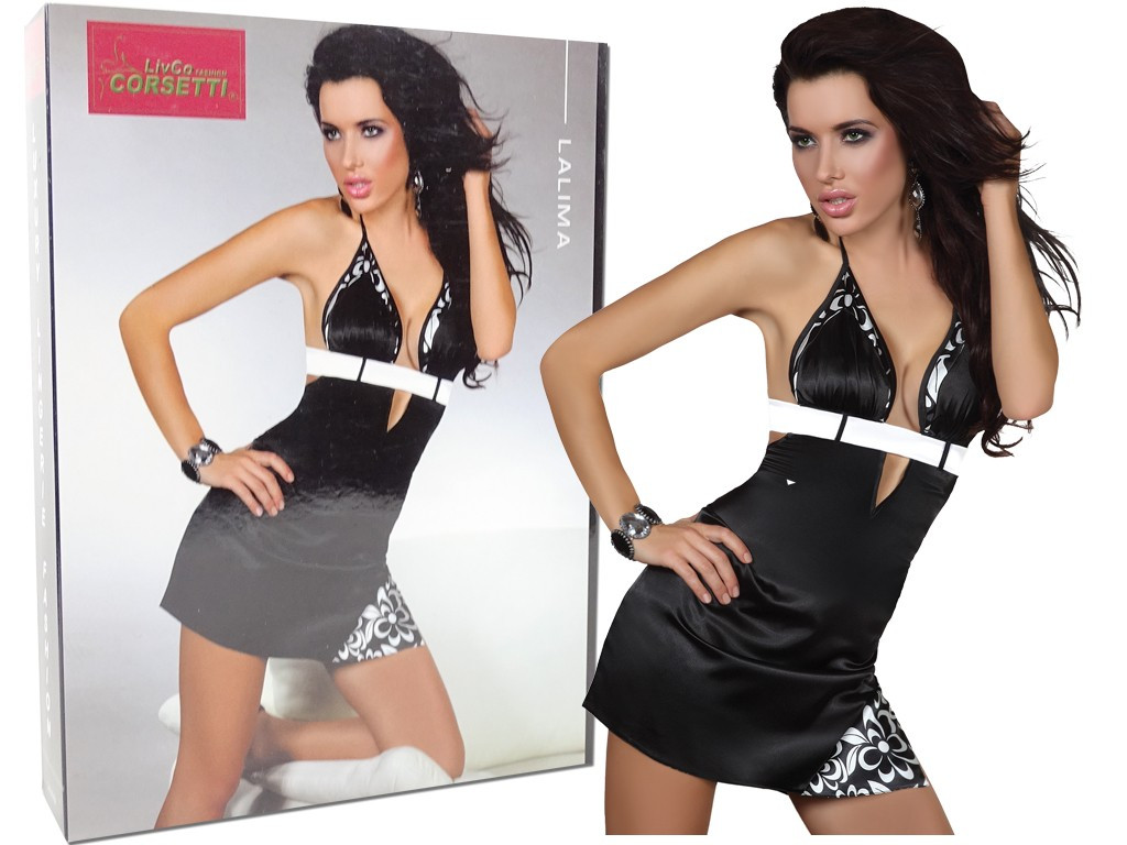 Czarno biała sexy koszulka nocna bielizna damska - 6