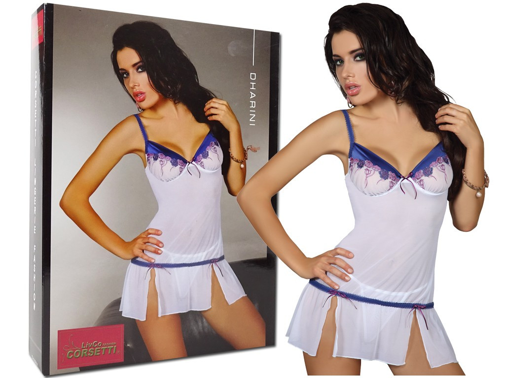White nightie and thong women's lingerie - 5