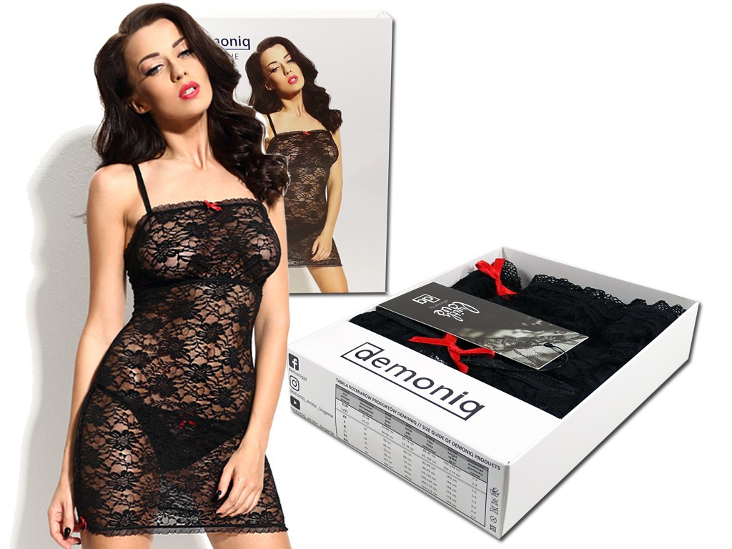 T-shirt noir en dentelle et string érotique - 5