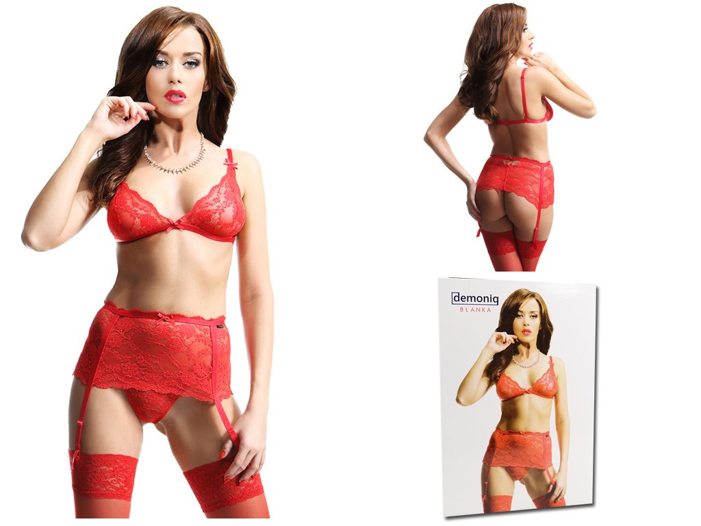 Roter Dessous-Set mit hohem Strumpfband - 4