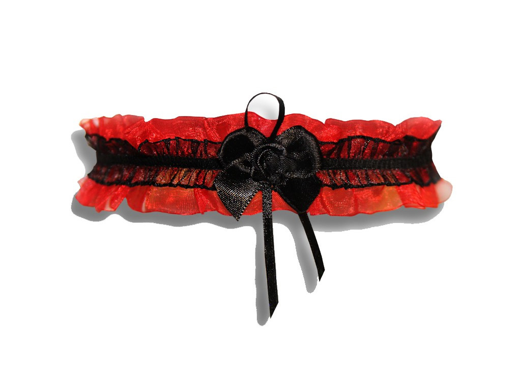Piros fehérnemű szett, magas harisnyakötős övtartó - 7
