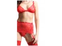 Red set of underwear high garter belt bra - 8
