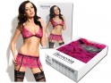 Pink lingerie set garter belt bra - 5