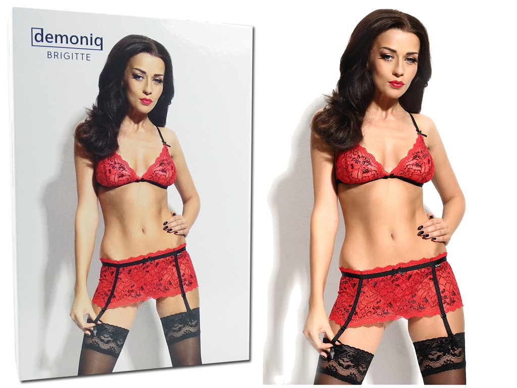 Roter Dessous Set Strumpfgürtel BH - 3
