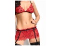 Red set of underwear garter belt bra - 7