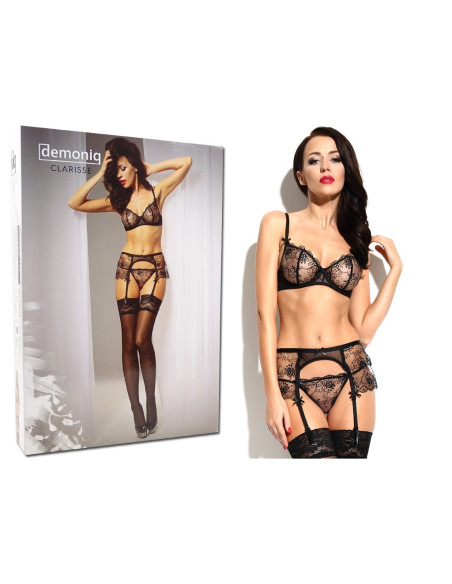 Ensemble de lingerie en dentelle noire et porte-jarretelles - 3