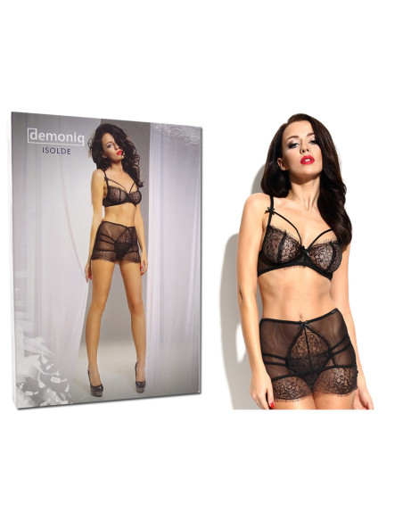 Porte-jarretelles en dentelle noire avec soutien-gorge - 3