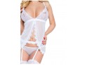 White nightgown with lace garter belt - 7