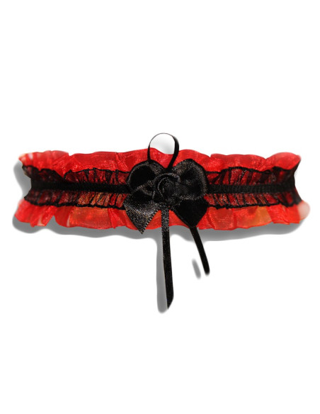 Czerwony koronkowy komplet bielizny pas do pończoch podwiązka