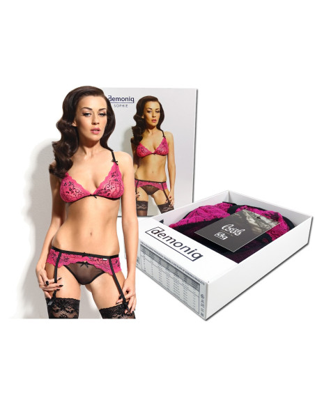 Rosa Dessous Set Strumpfgürtel BH - 5