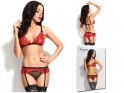 Red lace lingerie set garter belt - 4