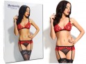 Red lace lingerie set garter belt - 3