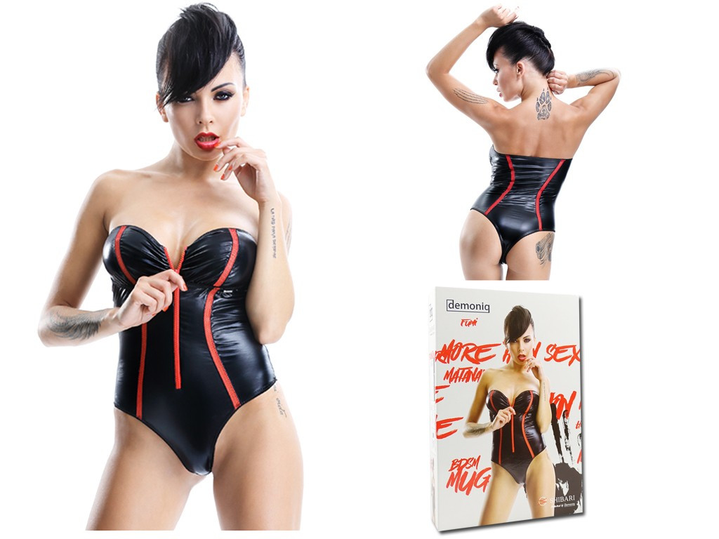 Czarne body rozpinane jak skóra wetlook erotyczne
