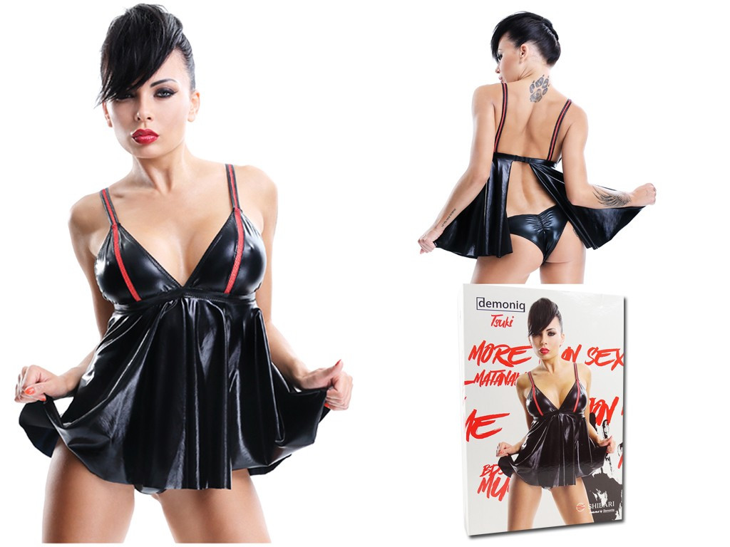Schwarzes Damen-T-Shirt wie erotischer Wetlook - 4
