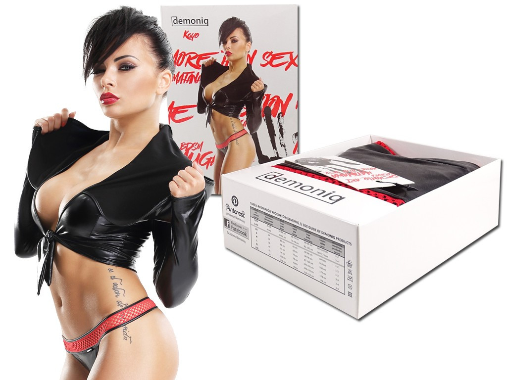 Erotisches Dessous-Set - Sweatshirt und Tanga wie Wetlook-Leder - 5