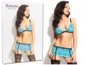 Blue lingerie set garter belt bra - 3