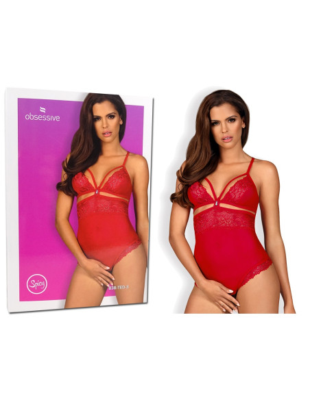 Rote Bodysuit-Spitze Obsessiver offener Schritt - 6