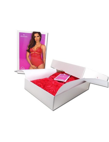 Rote Bodysuit-Spitze Obsessiver offener Schritt - 8