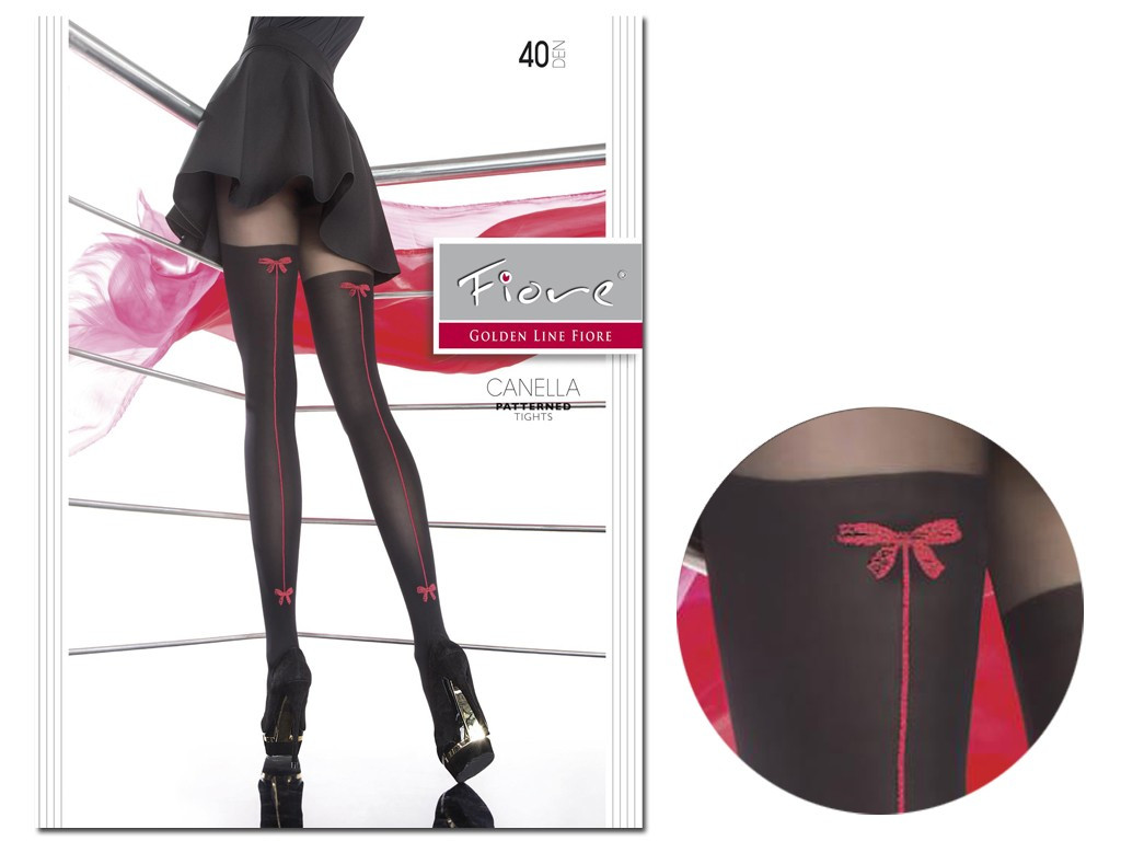 Black ladies' tights red suture 40 den Fiore - 3