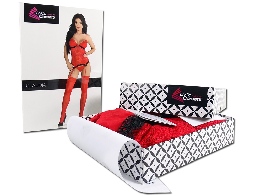 Porte-jarretelles de lingerie en dentelle de corset rouge - 3