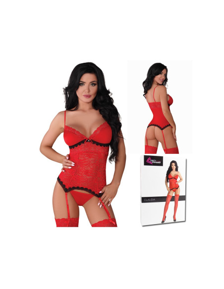 Porte-jarretelles de lingerie en dentelle de corset rouge - 4