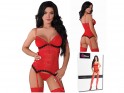 Red corset lace lingerie garter belts - 4