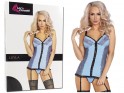 Blue corset and garter belt thong lingerie stripes - 6