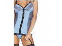 Blue corset and garter belt thong lingerie stripes - 7