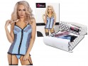 Blue corset and garter belt thong lingerie stripes - 5