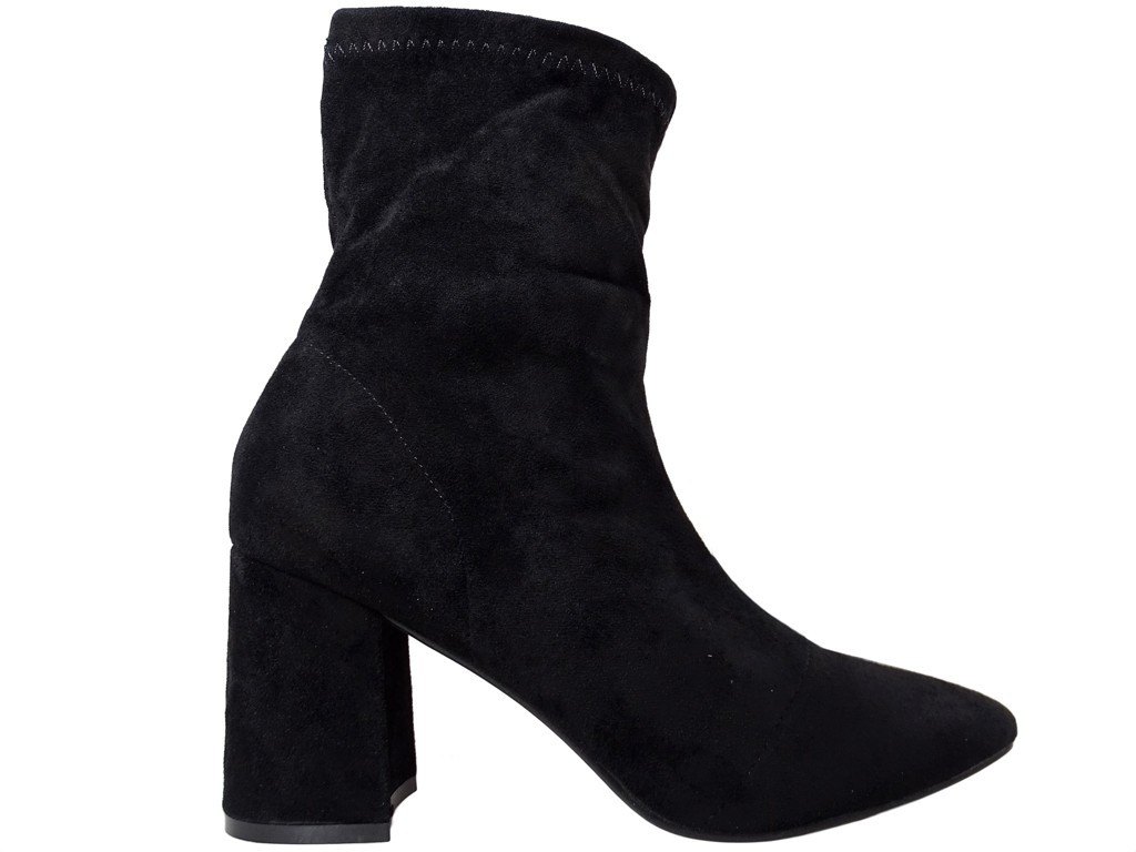 Melni zamšādas pavasara zābaki ar stiletto papēdi - 1