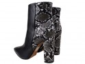 Чорні жіночі весняні черевики зі зміїної шкіри - 2