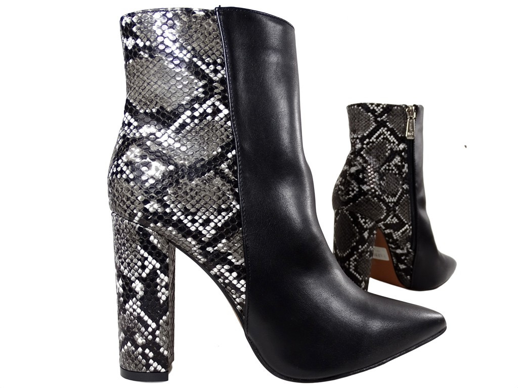 Schwarze Damen-Öko-Stiefel aus Schlangenleder mit Frühlingsrücken - 3