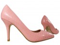 Różowe szpilki damskie struktura wężowa buty damskie - 4
