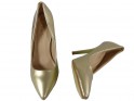 Złote szpilki damskie perłowy odcień buty - 3