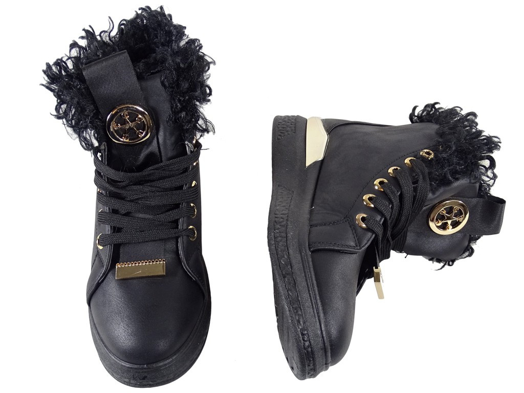 Black women's boots with thick soles  - 3